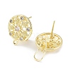 Hollow Flower Brass Micro Pave Cubic Zirconia Stud Earrings Finding KK-E083-09G-2