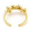 Flower Rack Plating Brass Micro Pave Cubic Zirconia Open Cuff Rings for Women RJEW-N047-01G-03-RS-3