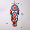 Indian Style Iron Woven Web/Net with Feather Pendant Decorations PW-WG84324-01-4