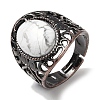 Natural Howlite Oval Adjustable Rings RJEW-K271-06R-25-2