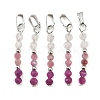 Faceted Round Natural Quartz Crystal & Ruby & Pink Tourmaline Beaded Pendants X-PALLOY-JF03529-09-1