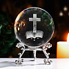 Inner Carving Cross Glass Crystal Ball Diaplay Decoration PW-WG6269E-02-1