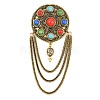 Resin Imitation Turquoise Brooches JEWB-P058-05AG-1