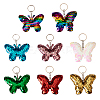 8Pcs 8 Colors Reflective Sequin Butterfly Pendant Keychain KEYC-TA0001-19-8