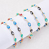 Brass Enamel Evil Eye Link Bracelets BJEW-NB0001-03-4