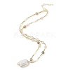 Natural Rutilated Quartz Beaded & Glass Beads Necklaces NJEW-L119-10G-3