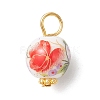Handmade Flower Printed Porcelain Ceramic Pendants PALLOY-JF03928-02-3