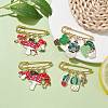 4Pcs 4 Styles Mushroom Cactus Enamel Charms Brooch JEWB-BR00153-2