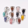 Natural & Synthetic Gemstone Wide Band Finger Rings RJEW-K224-A-1