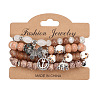 4Pcs Bohemian Style Alloy & Glass & Acrylic Charm Bracelets Set WG8E884-05-1