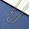 304 Stainless Steel Square Snake Chain Twisted Chain Double Layer Necklaces NJEW-S453-01G-B-3