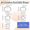 500Pcs 5 Styles 304 Stainless Steel Split Rings STAS-SP0001-65-2