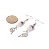 Alloy Charm with Natural Mixed Gemstone Chips Dangle Earrings EJEW-JE05225-01-3