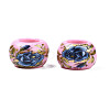 Flower Printed Opaque Acrylic Rondelle Beads SACR-S305-27-B01-2