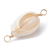 Natural Shell Copper Wire Wrapped Connector Charms PALLOY-JF02316-02-3