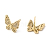 Butterfly Brass Micro Pave Cubic Zirconia Stud Earrings for Women EJEW-F316-14G-2