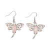 Natural Rose Quartz Dragonfly Dangle Earrings G-Z033-14P-02-1