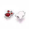 304 Stainless Steel Pave Natural Red Jasper and Ruby Rhinestone Owl Charms STAS-T064-66P-2