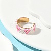 Glass Beads with 304 Stainless Steel Cuff Rings RJEW-MZ00031-4