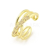 Cross Brass Micro Pave Clear Cubic Zirconia Open Cuff Rings RJEW-G309-40G-1