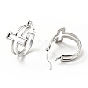 304 Stainless Steel Cross Hoop Earrings for Women EJEW-G293-02P-2