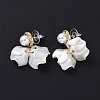 Acrylic Imitation Shell Dangle Stud Earrings with 925 Sterling Silver Pins EJEW-L281-07LG-2