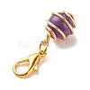 Round Gemstone Spiral Bead Cage Pendant Decorations HJEW-JM00656-5