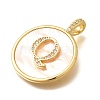 Rack Plating Brass Micro Pave Clear Cubic Zirconia Pendants with Shell KK-M309-42G-Q-3
