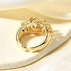 Brass Micro Pave Clear Cubic Zirconia Cuff Rings for Women RJEW-Q008-04G-5