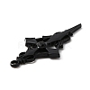 Jet Rhinestone Cross Pendant with Black Enamel ENAM-WH0001-06EB-01-3