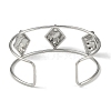 Non-Tarnish 304 Stainless Steel Wide Textured Open Cuff Bangles BJEW-Q348-05P-05-3