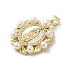 Brass Pave Shell Pendants KK-I708-16N-G-2