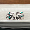 Brass and Rhinestone Cuff Open Rings FS-WGAACF4-01-4