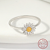 Rhodium Plated 925 Sterling Silver Daisy Flower Finger Ring for Women KN3229-4-2