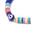 3Pcs 3 Colors Polymer Clay Heishi Surfer Stretch Anklets Set with Lampwork Evil Eye AJEW-AN00502-5