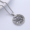 Nordic Viking Pirate Logo Titanium Steel Compass Pendant Necklace Jewelry FC0487-4