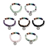 Natural Mixed Gemstone Round Beaded Chakra Stretch Bracelets BJEW-K251-01-1
