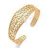 Hollow Out 304 Stainless Steel Flower Pattern Cuff Bangles BJEW-G694-06G-1
