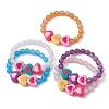 Imitation Cat Eye Resin Heart Beaded Stretch Bracelet for Kids BJEW-JB09569-1