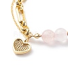 Cubic Zirconia Heart Charm Bracelet Brass Chains BJEW-JB08790-4