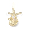 Shell & Starfish Alloy Hair Barrettes AJEW-A056-03C-G-2