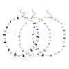 3Pcs 3 Styles Natural Lapis Lazuli & Aquamarine & Amethyst & Rose Quartz & Green Aventurine & Citrine Chip & Glass Seed Baeded Necklaces for Women NJEW-JN05603-3