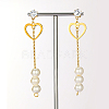Golden 304 Stainless Steel Dangle Stud Earrings CL0746-2-2