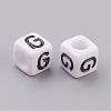 6MM Letter G Letter White Acrylic Cube Beads X-PL37C9308-G-2