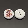 2-Hole Flat Round Number Printed Wooden Sewing Buttons X-BUTT-M002-13mm-3-2