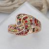 Real Rose Gold Plated Tin Alloy Colorful Czech Rhinestone Finger Rings for Women RJEW-BB14217-8RG-2