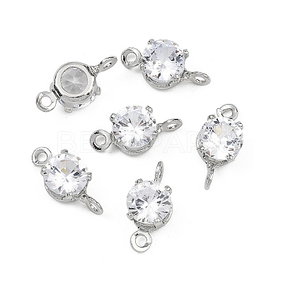 SHEGRACE Brass Pave Cubic Zirconia Flat Round Connector Charms XGRQ2O361-435A-P-1