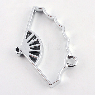 Rack Plating Alloy Fan Open Back Bezel Pendants X-PALLOY-S047-20D-FF-1