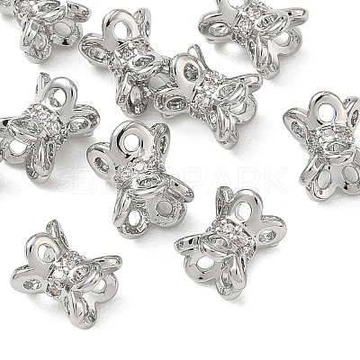 SHEGRACE Brass Clear Cubic Zirconia Beads XGRQ4G680-684P-1