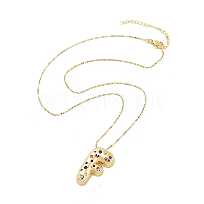 Brass Micro Pave Cubic Zirconia Letter Pendant Necklaces LS-KK-Z069-01G-F-1